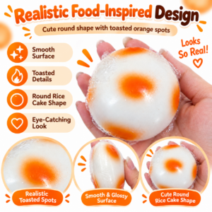 🍡 Spotted Rice Cake Squishy Balls – Food Fidget Toy 🧡