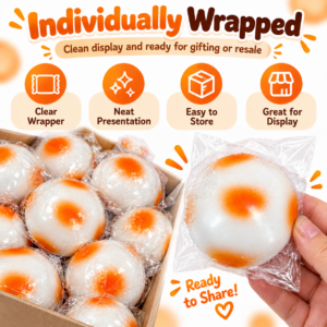 🍡 Spotted Rice Cake Squishy Balls – Food Fidget Toy 🧡