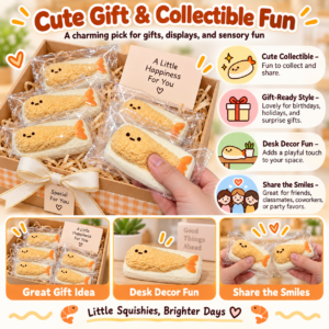 🍤✨ Cute Shrimp Tempura Sushi Squishy Toy – Kawaii Fried Shrimp Rice Sensory Squeeze Toy, Soft Stress Relief Fidget Collectible