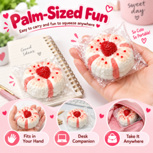 🍓 Strawberry Floral Pastry Squishy – Wrapped Dessert-Style Fidget