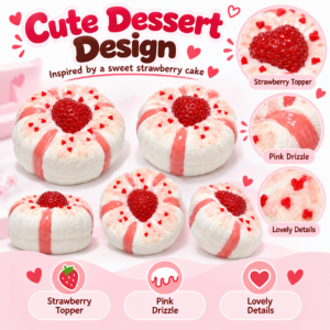 🍓 Strawberry Floral Pastry Squishy – Wrapped Dessert-Style Fidget
