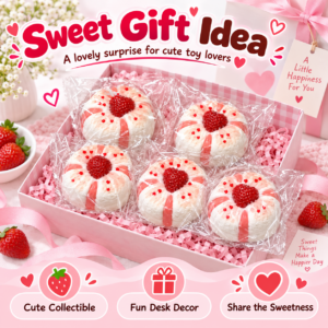 🍓 Strawberry Floral Pastry Squishy – Wrapped Dessert-Style Fidget