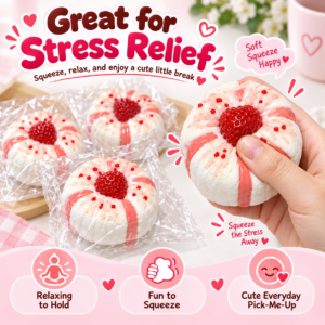 🍓 Strawberry Floral Pastry Squishy – Wrapped Dessert-Style Fidget