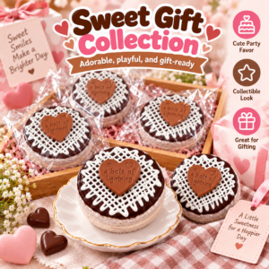 🍫💕 Individually Wrapped Heart-Topped Iced Round Confection – Lattice-Iced Decorative Collectible