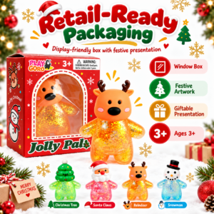 🎄☃️ Christmas Santa & Snowman Squishy Toy – Holiday Character Figurine with Retail Box