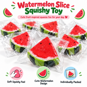 🍉 Watermelon Wedge Squeeze Toy – Red & Yellow Fruit Slice Fidget