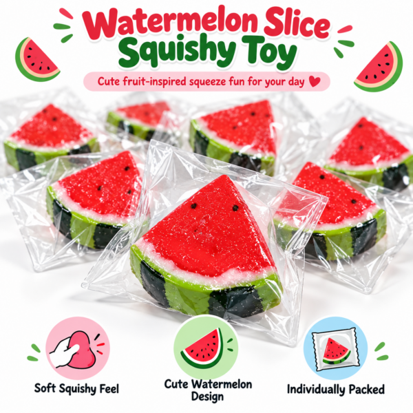 🍉 Watermelon Wedge Squeeze Toy – Red & Yellow Fruit Slice Fidget