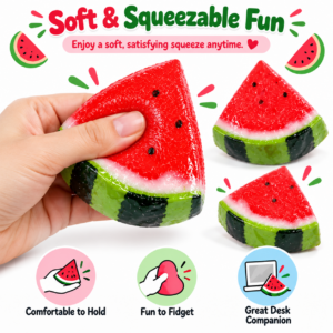 🍉 Watermelon Wedge Squeeze Toy – Red & Yellow Fruit Slice Fidget