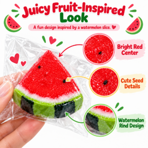 🍉 Watermelon Wedge Squeeze Toy – Red & Yellow Fruit Slice Fidget