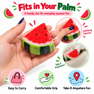 🍉 Watermelon Wedge Squeeze Toy – Red & Yellow Fruit Slice Fidget
