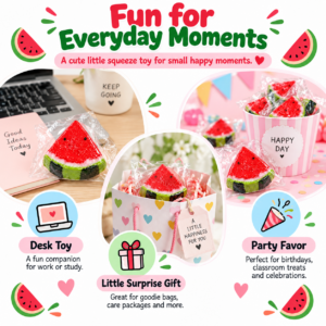 🍉 Watermelon Wedge Squeeze Toy – Red & Yellow Fruit Slice Fidget