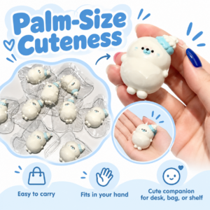 🐻❄️ Miniature White Bear Figurine with Light Blue Accents