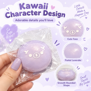 🐻💜 Bear Face Bath Bomb – Round Purple Fizzies with Bear Design
