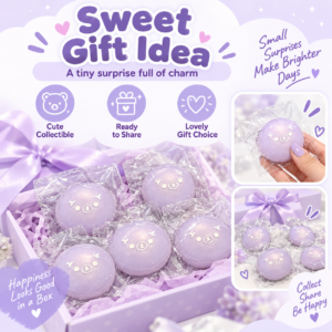 🐻💜 Bear Face Bath Bomb – Round Purple Fizzies with Bear Design