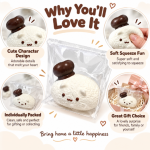 🐻🍣 Squishy Bear Sushi Character – Kawaii Food Squishy