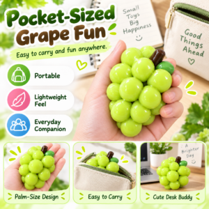 🍇 Green Grape Bunch Squishy Fidget Toy – Wrapped Fruit Cluster