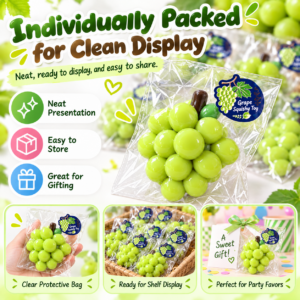 🍇 Green Grape Bunch Squishy Fidget Toy – Wrapped Fruit Cluster