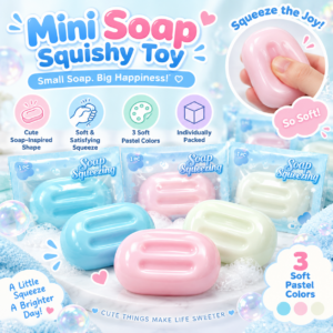 🧼✨ Pastel Soap-Shaped Squeeze Toy – Kawaii Fidget & Party Favor
