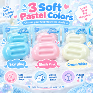 🧼✨ Pastel Soap-Shaped Squeeze Toy – Kawaii Fidget & Party Favor