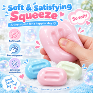 🧼✨ Pastel Soap-Shaped Squeeze Toy – Kawaii Fidget & Party Favor