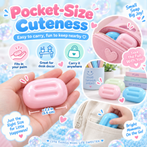 🧼✨ Pastel Soap-Shaped Squeeze Toy – Kawaii Fidget & Party Favor
