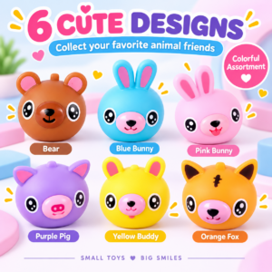 🐰🐷 Animal Head Squeeze Toy – Cartoon Squishy Fidget Assortment