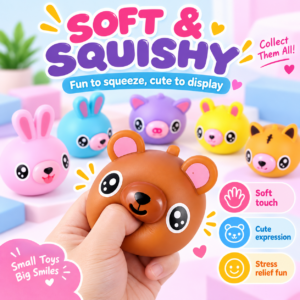 🐰🐷 Animal Head Squeeze Toy – Cartoon Squishy Fidget Assortment