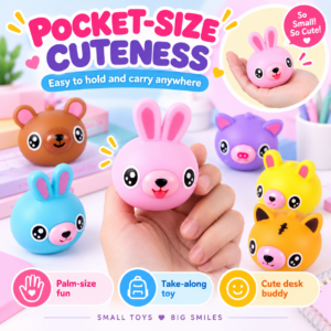 🐰🐷 Animal Head Squeeze Toy – Cartoon Squishy Fidget Assortment