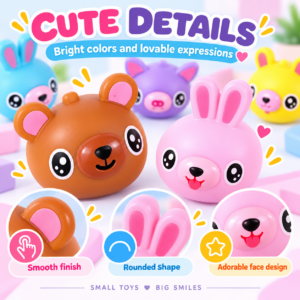 🐰🐷 Animal Head Squeeze Toy – Cartoon Squishy Fidget Assortment