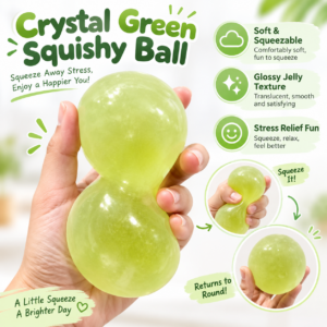 🍏✨ Transparent Green Grape Squishy Ball – Soft Stretchy Sensory Squeeze Toy, Stress Relief Fidget Ball
