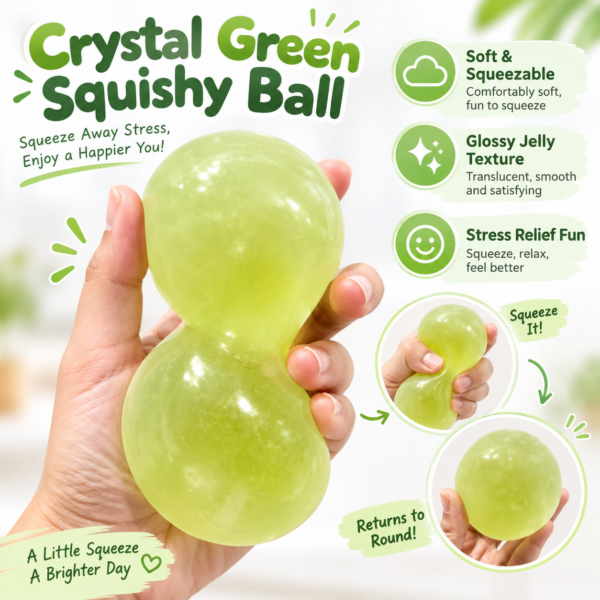 🍏✨ Transparent Green Grape Squishy Ball – Soft Stretchy Sensory Squeeze Toy, Stress Relief Fidget Ball