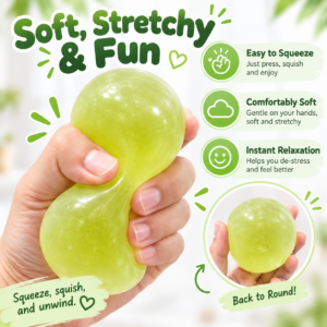 🍏✨ Transparent Green Grape Squishy Ball – Soft Stretchy Sensory Squeeze Toy, Stress Relief Fidget Ball