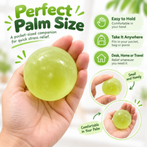 🍏✨ Transparent Green Grape Squishy Ball – Soft Stretchy Sensory Squeeze Toy, Stress Relief Fidget Ball