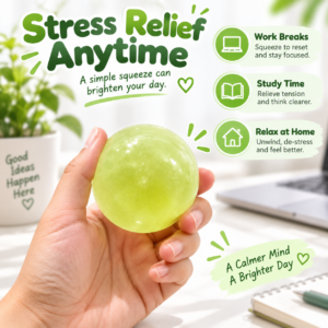 🍏✨ Transparent Green Grape Squishy Ball – Soft Stretchy Sensory Squeeze Toy, Stress Relief Fidget Ball
