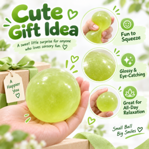 🍏✨ Transparent Green Grape Squishy Ball – Soft Stretchy Sensory Squeeze Toy, Stress Relief Fidget Ball