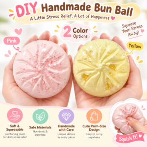 🥟 Handcrafted Bao-Shaped Squishy Balls | Food-Inspired Fidget Toy