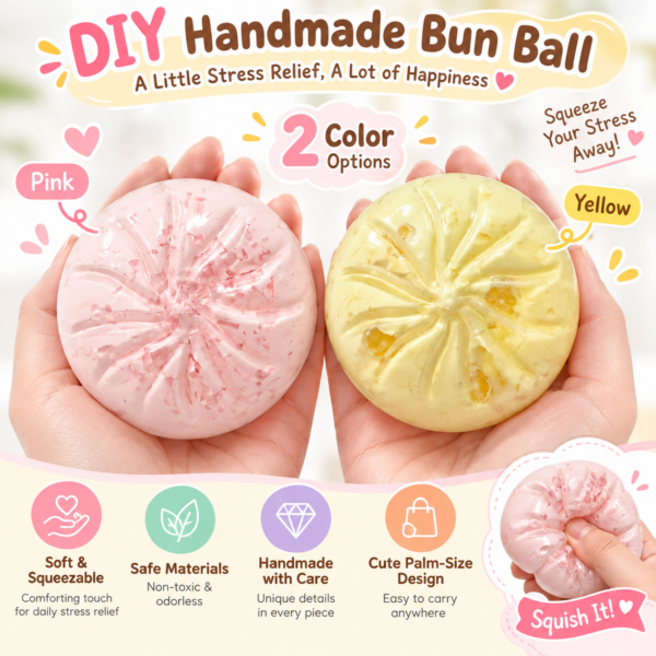 🥟 Handcrafted Bao-Shaped Squishy Balls | Food-Inspired Fidget Toy