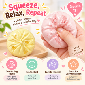 🥟 Handcrafted Bao-Shaped Squishy Balls | Food-Inspired Fidget Toy