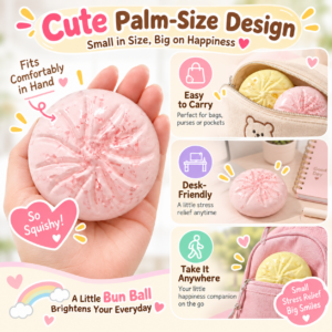 🥟 Handcrafted Bao-Shaped Squishy Balls | Food-Inspired Fidget Toy