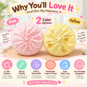 🥟 Handcrafted Bao-Shaped Squishy Balls | Food-Inspired Fidget Toy