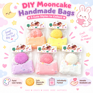 🥮✨ Pastel Mooncake DIY Squishy Sensory Bag – Cute Handmade Squeeze Pouch with Mooncake Charm, Kawaii Stress Relief Fidget Toy