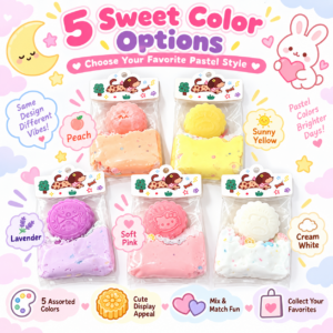 🥮✨ Pastel Mooncake DIY Squishy Sensory Bag – Cute Handmade Squeeze Pouch with Mooncake Charm, Kawaii Stress Relief Fidget Toy