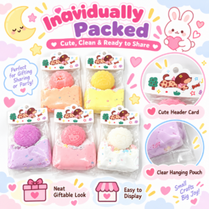 🥮✨ Pastel Mooncake DIY Squishy Sensory Bag – Cute Handmade Squeeze Pouch with Mooncake Charm, Kawaii Stress Relief Fidget Toy