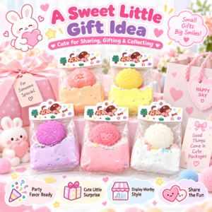 🥮✨ Pastel Mooncake DIY Squishy Sensory Bag – Cute Handmade Squeeze Pouch with Mooncake Charm, Kawaii Stress Relief Fidget Toy