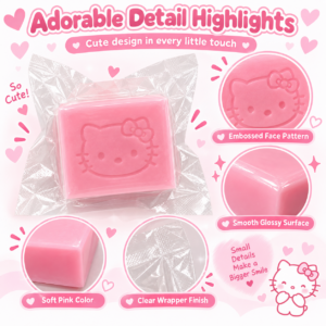 🐱💗 Pink Square Block with Embossed Cat Face | Cute Pink Cat Motif Squishy Toy