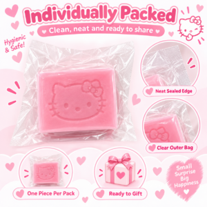 🐱💗 Pink Square Block with Embossed Cat Face | Cute Pink Cat Motif Squishy Toy