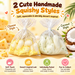 🧀 Crispy Cheese Rice Cake Fidget Squishy – Food-Themed Collectible 🍡