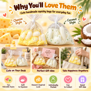 🧀 Crispy Cheese Rice Cake Fidget Squishy – Food-Themed Collectible 🍡