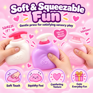 🧴✨ Pastel Pump Bottle Squishy Toy – Cute Lotion Bottle Sensory Squeeze Toy, Soft Stress Relief Fidget Collectible