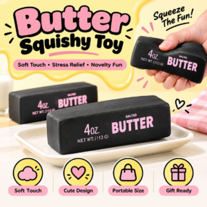 🧈✨ Butter Stick Squishy Toy – Realistic 4oz Butter Bar Sensory Squeeze Toy, Cute Stress Relief Fidget Collectible